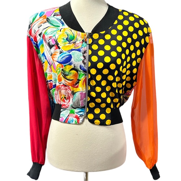 Judy Knapp California Jackets & Blazers - Judy Knapp California Vintage Multiprint and Sheer Sleeve Jacket 90’s Size Small